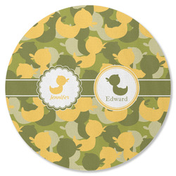 Rubber Duckie Camo Round Rubber Backed Coaster (Personalized)