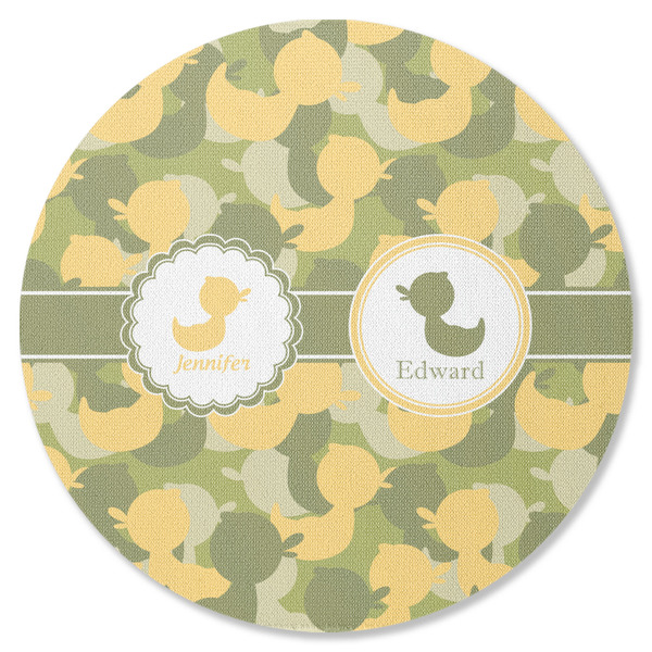 Custom Rubber Duckie Camo Round Rubber Backed Coaster (Personalized)