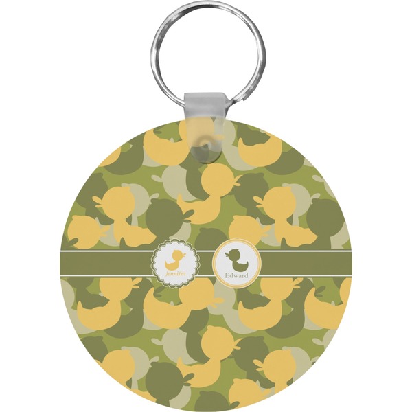 Custom Rubber Duckie Camo Round Plastic Keychain (Personalized)