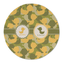 Rubber Duckie Camo Round Linen Placemat - Single Sided (Personalized)