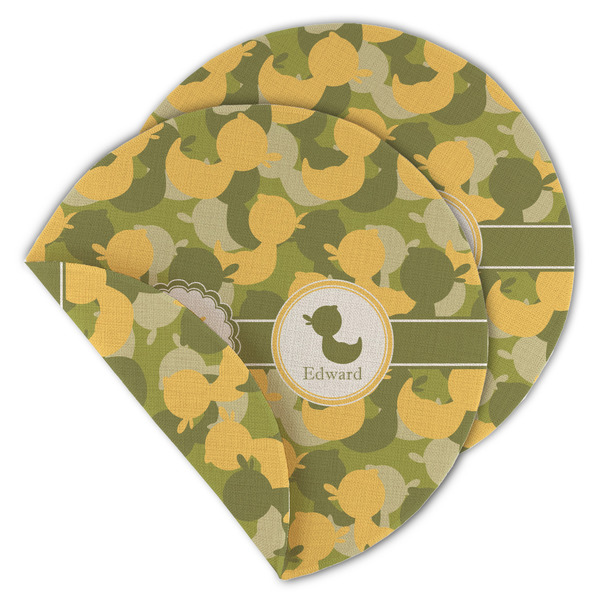 Custom Rubber Duckie Camo Round Linen Placemat - Double Sided (Personalized)