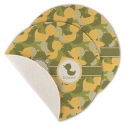 Rubber Duckie Camo Round Linen Placemat - Single Sided - Set of 4 (Personalized)