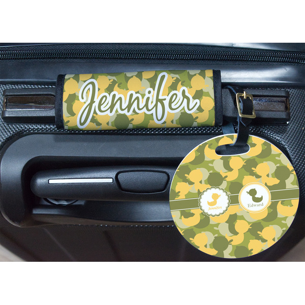 Rubber Duckie Camo Round Luggage Tag & Handle Wrap - In Context