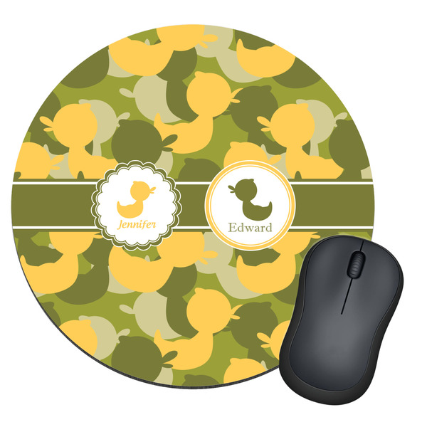 Custom Rubber Duckie Camo Round Mouse Pad (Personalized)