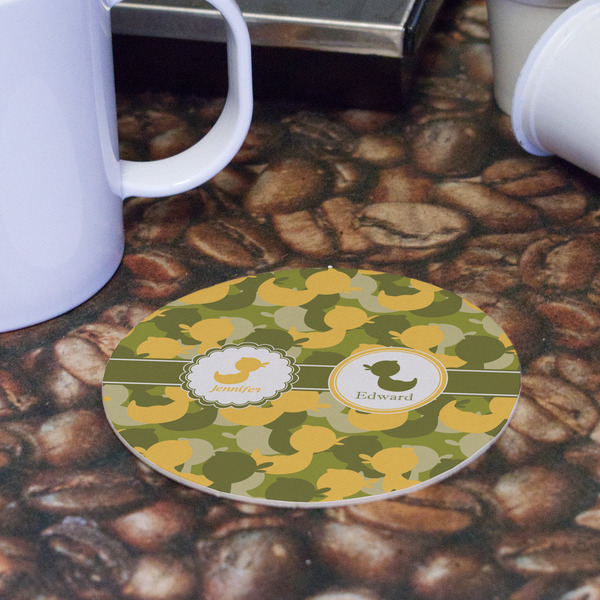 Rubber Duckie Camo Round Paper Coaster - Front