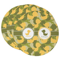 Rubber Duckie Camo Round Paper Coasters w/ Multiple Names