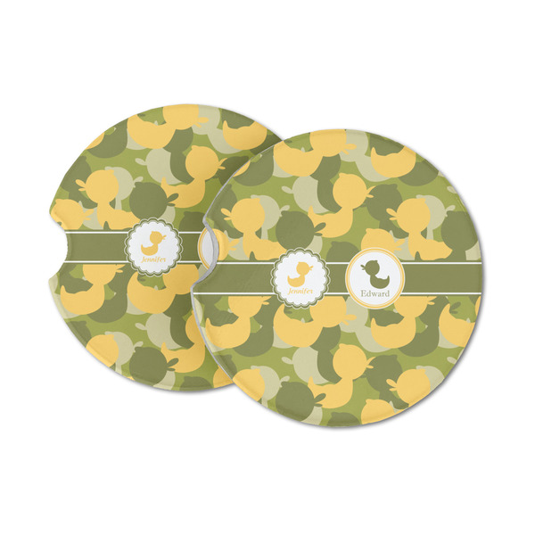 Custom Rubber Duckie Camo Sandstone Car Coasters - Set of 2 (Personalized)