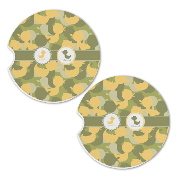 Rubber Duckie Camo Sandstone Car Coasters - Set of 2