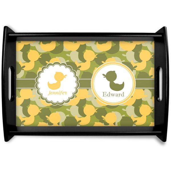 Custom Rubber Duckie Camo Black Wooden Tray - Small (Personalized)