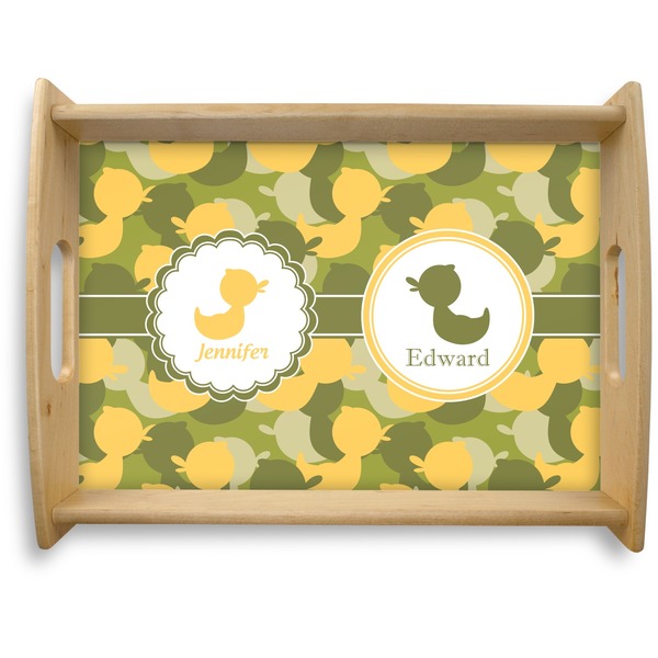 Custom Rubber Duckie Camo Natural Wooden Tray - Large (Personalized)