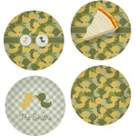 Rubber Duckie Camo Set of 4 Glass Appetizer / Dessert Plate 8" (Personalized)