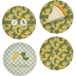 Rubber Duckie Camo Set of 4 Glass Appetizer / Dessert Plate 8" (Personalized)
