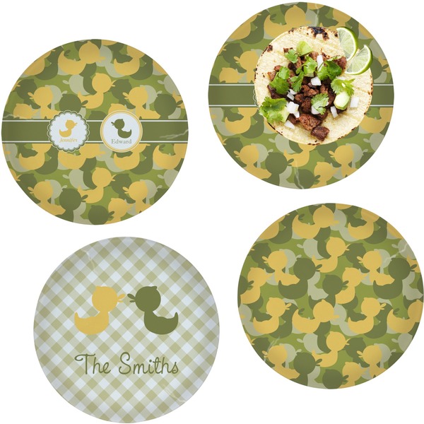 Custom Rubber Duckie Camo Set of 4 Glass Lunch / Dinner Plate 10" (Personalized)