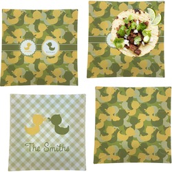 Rubber Duckie Camo Set of 4 Glass Square Lunch / Dinner Plate 9.5" (Personalized)