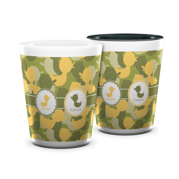 Custom Rubber Duckie Camo Ceramic Shot Glass - 1.5 oz (Personalized)