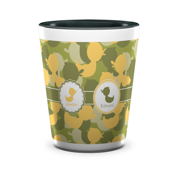 Custom Rubber Duckie Camo Ceramic Shot Glass - 1.5 oz - Two Tone - Set of 4 (Personalized)
