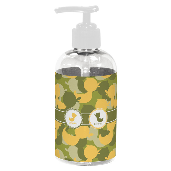 Custom Rubber Duckie Camo Plastic Soap / Lotion Dispenser (8 oz - Small - White) (Personalized)