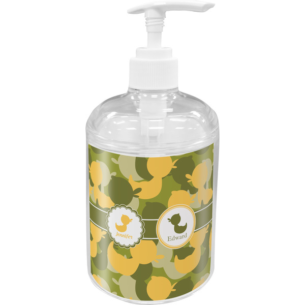 Custom Rubber Duckie Camo Acrylic Soap & Lotion Bottle (Personalized)