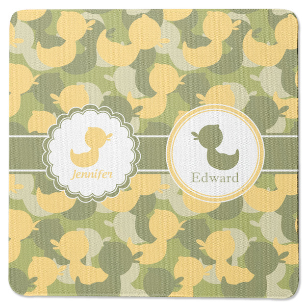 Custom Rubber Duckie Camo Square Rubber Backed Coaster (Personalized)