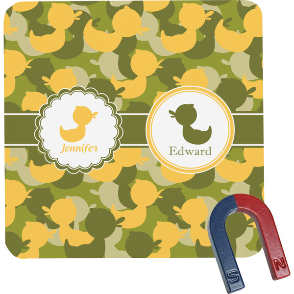 Custom Rubber Duckie Camo Square Fridge Magnet (Personalized)