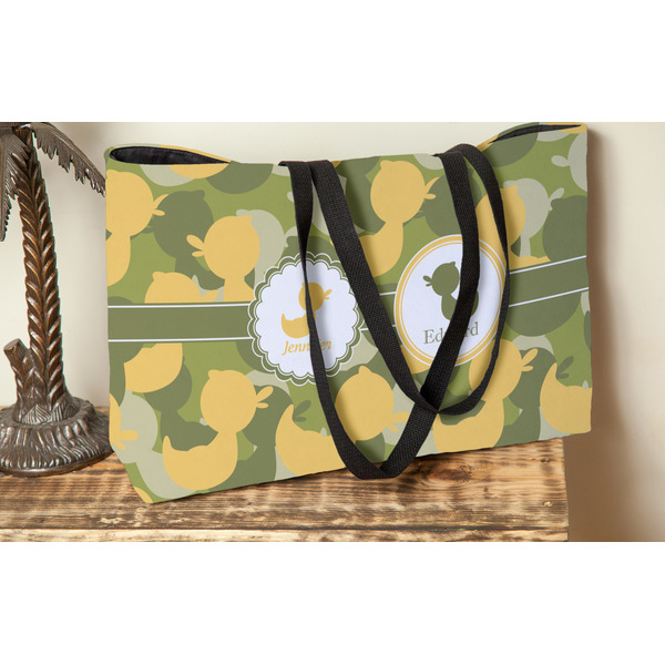 Rubber Duckie Camo Tote w/Black Handles - Lifestyle View