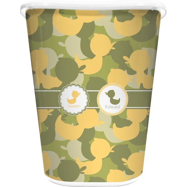 Custom Rubber Duckie Camo Waste Basket - Double Sided (White) (Personalized)
