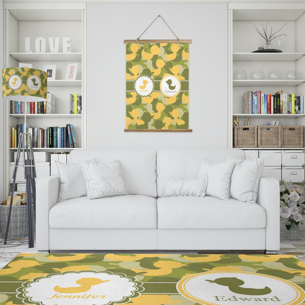 Rubber Duckie Camo Wall Hanging Tapestry - Portrait - IN CONTEXT