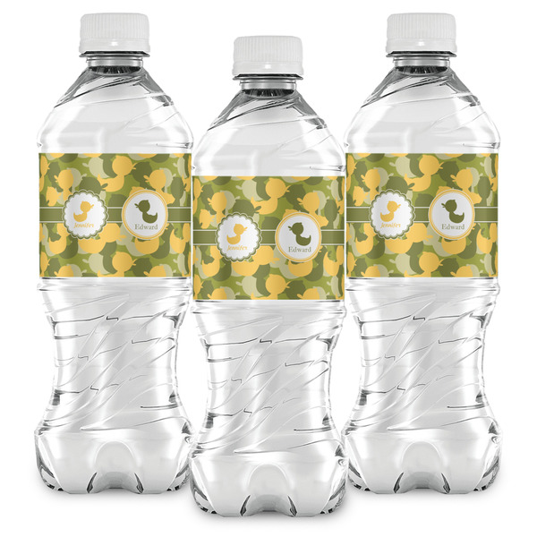 Rubber Duckie Camo Water Bottle Labels - Front View