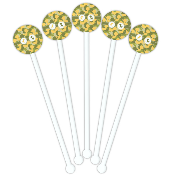 Rubber Duckie Camo White Plastic 5.5" Stir Stick - Fan View