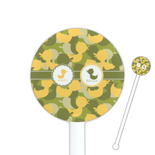 Custom Rubber Duckie Camo 5.5" Round Plastic Stir Sticks - White - Single Sided (Personalized)