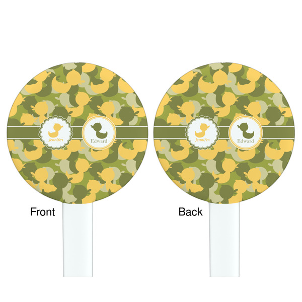 Rubber Duckie Camo White Plastic 7" Stir Stick - Double Sided - Round - Front & Back