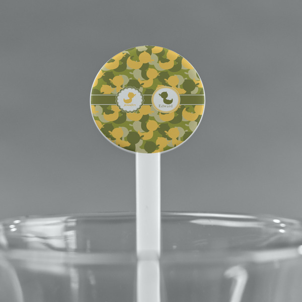 Rubber Duckie Camo White Plastic 7" Stir Stick - Round - Main
