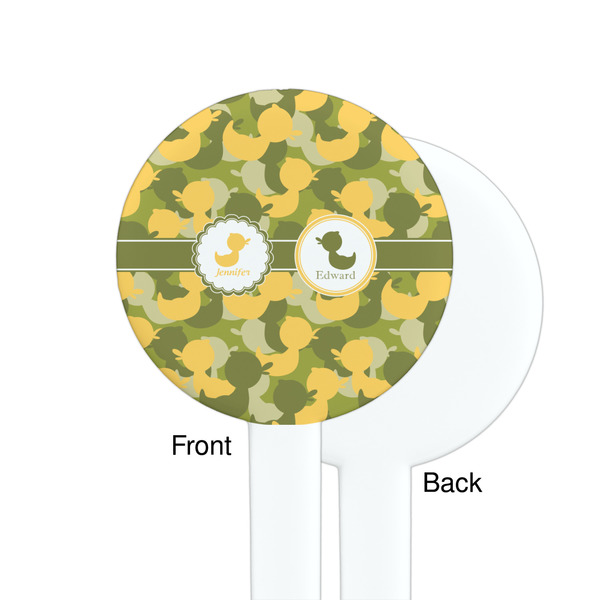 Rubber Duckie Camo White Plastic 7" Stir Stick - Single Sided - Round - Front & Back