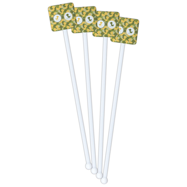 Rubber Duckie Camo White Plastic Stir Stick - Double Sided - Square - Front