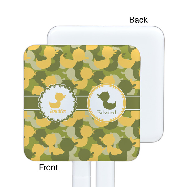 Rubber Duckie Camo White Plastic Stir Stick - Single Sided - Square - Approval