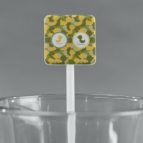 Rubber Duckie Camo White Plastic Stir Stick - Square - Main
