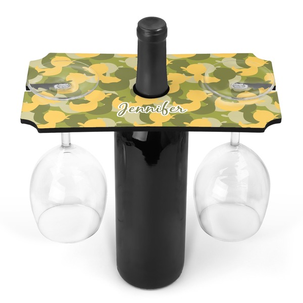 Custom Rubber Duckie Camo Wine Bottle & Glass Holder (Personalized)