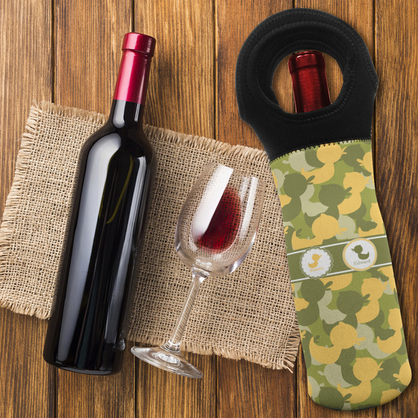 Rubber Duckie Camo Wine Tote Bag - FLATLAY