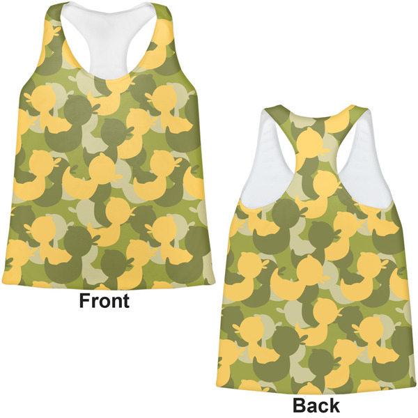 Rubber Duckie Camo Womens Racerback Tank Tops - Medium - Front and Back