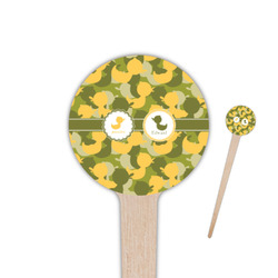 Rubber Duckie Camo 4" Round Wooden Food Picks - Single Sided (Personalized)