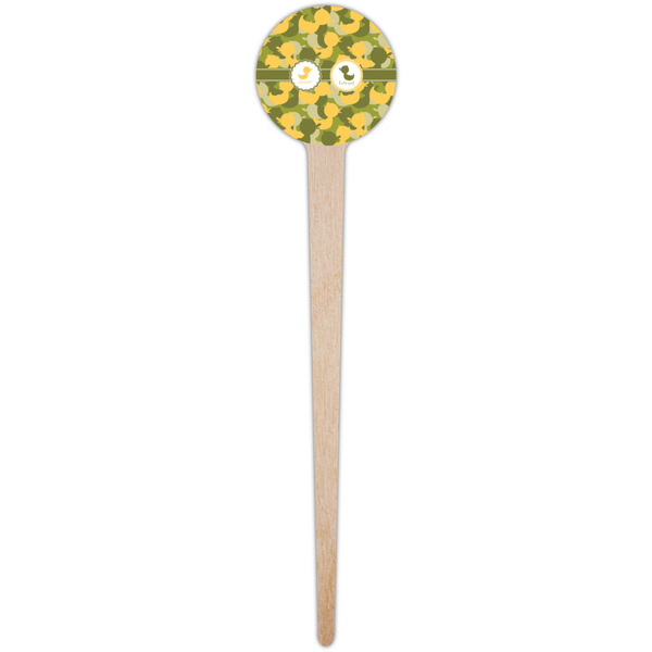 Rubber Duckie Camo Wooden 4" Food Pick - Round - Single Pick
