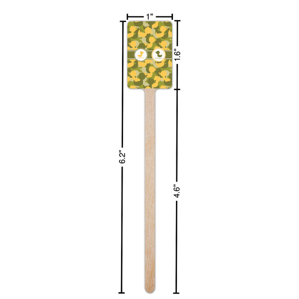 Rubber Duckie Camo Wooden 6.25" Stir Stick - Rectangular - Dimensions