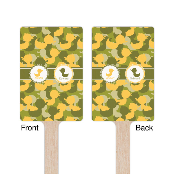 Rubber Duckie Camo Wooden 6.25" Stir Stick - Rectangular - Double Sided - Front & Back