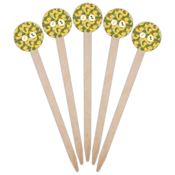 Rubber Duckie Camo Wooden 6" Food Pick - Round - Fan View
