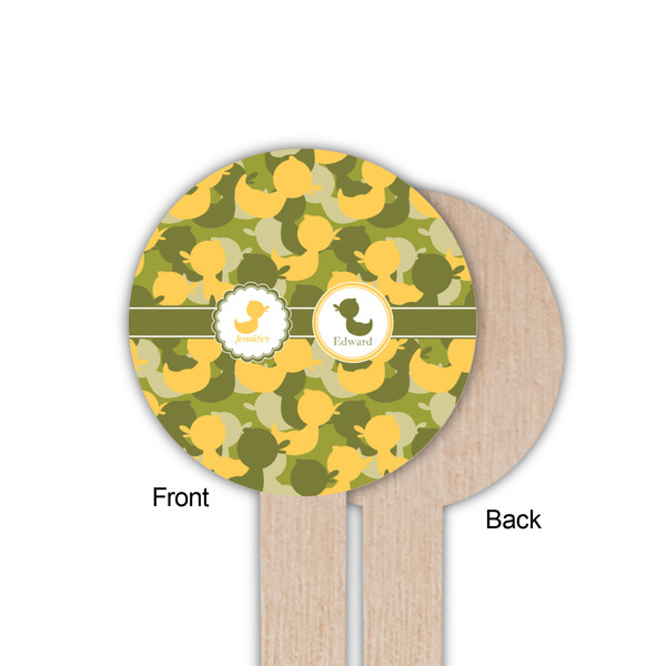 Rubber Duckie Camo Wooden 6" Food Pick - Round - Single Sided - Front & Back
