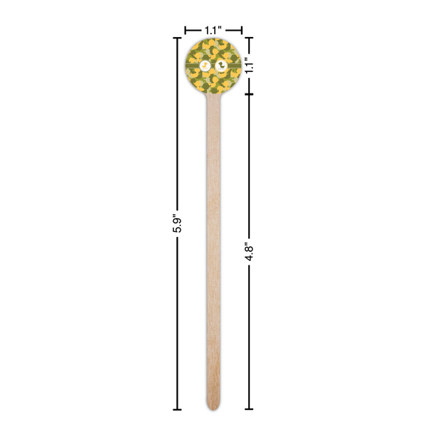 Rubber Duckie Camo Wooden 6" Stir Stick - Round - Dimensions