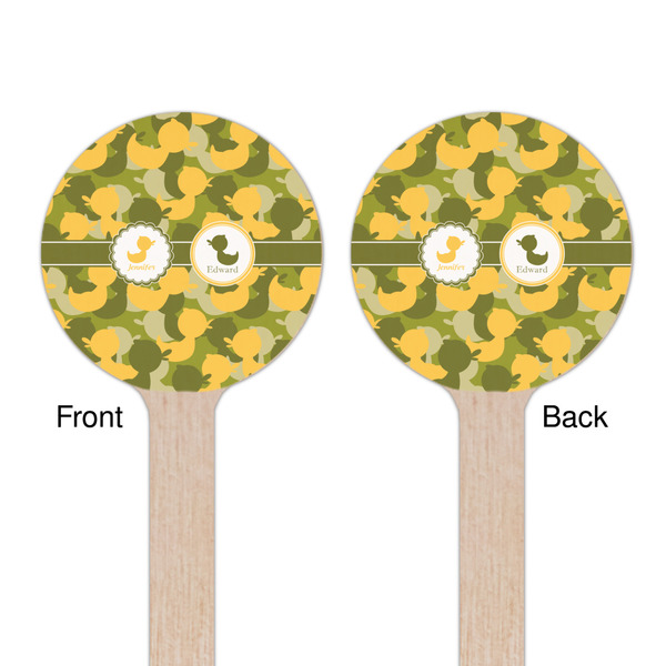 Rubber Duckie Camo Wooden 7.5" Stir Stick - Round - Double Sided - Front & Back