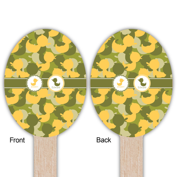 Rubber Duckie Camo Wooden Food Pick - Oval - Double Sided - Front & Back
