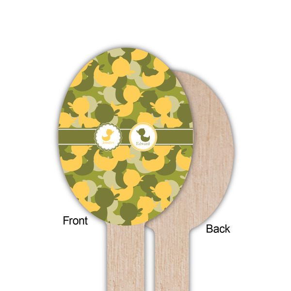 Rubber Duckie Camo Wooden Food Pick - Oval - Single Sided - Front & Back
