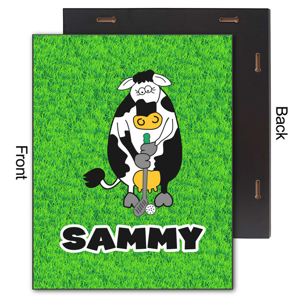 Cow Golfer 11x14 Wood Print - Front & Back View